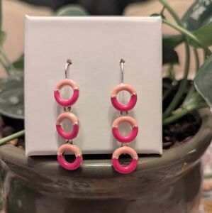 Pink and Cream Hoop Earrings